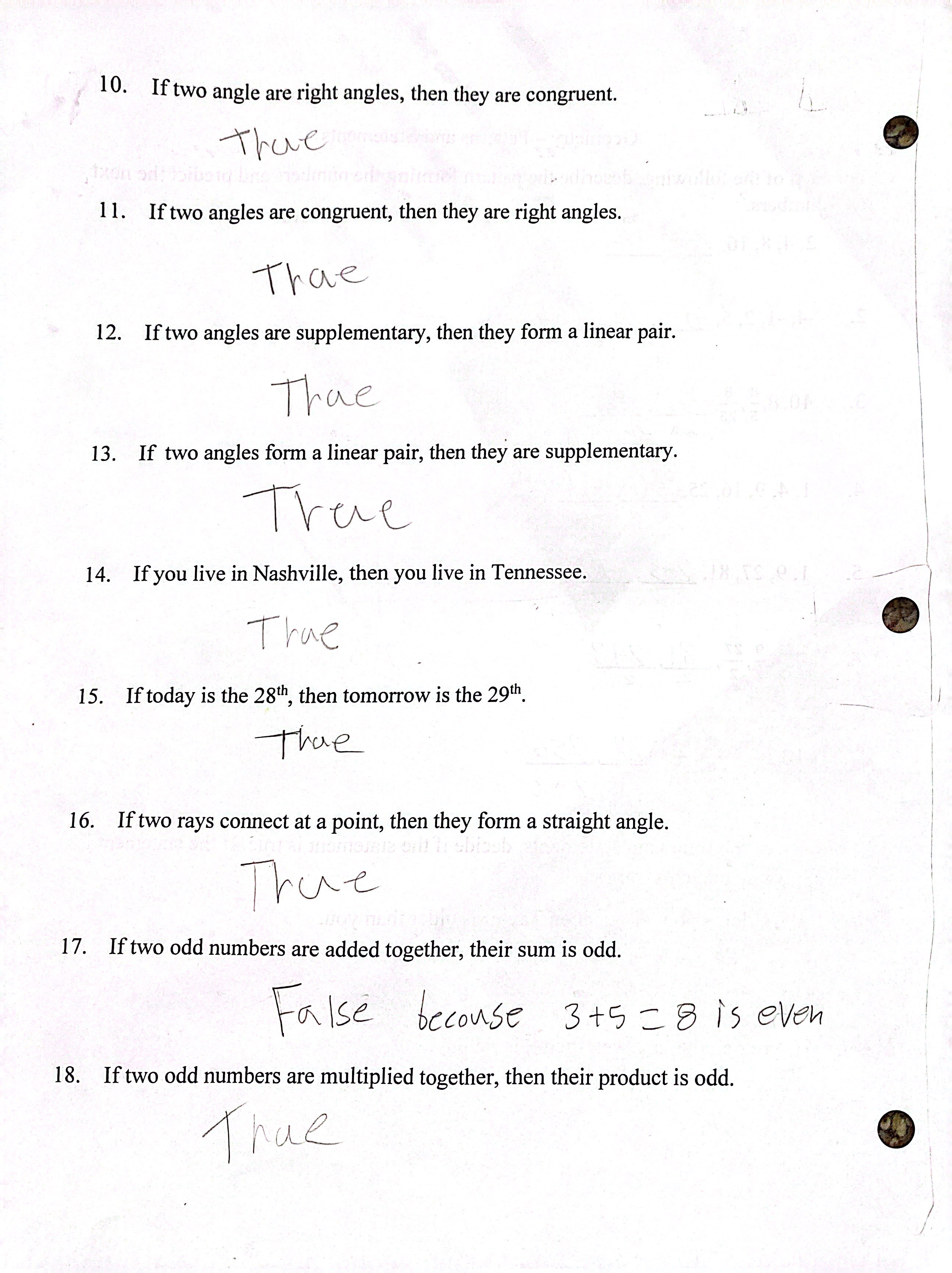 10. If two angle are right angles, then they are