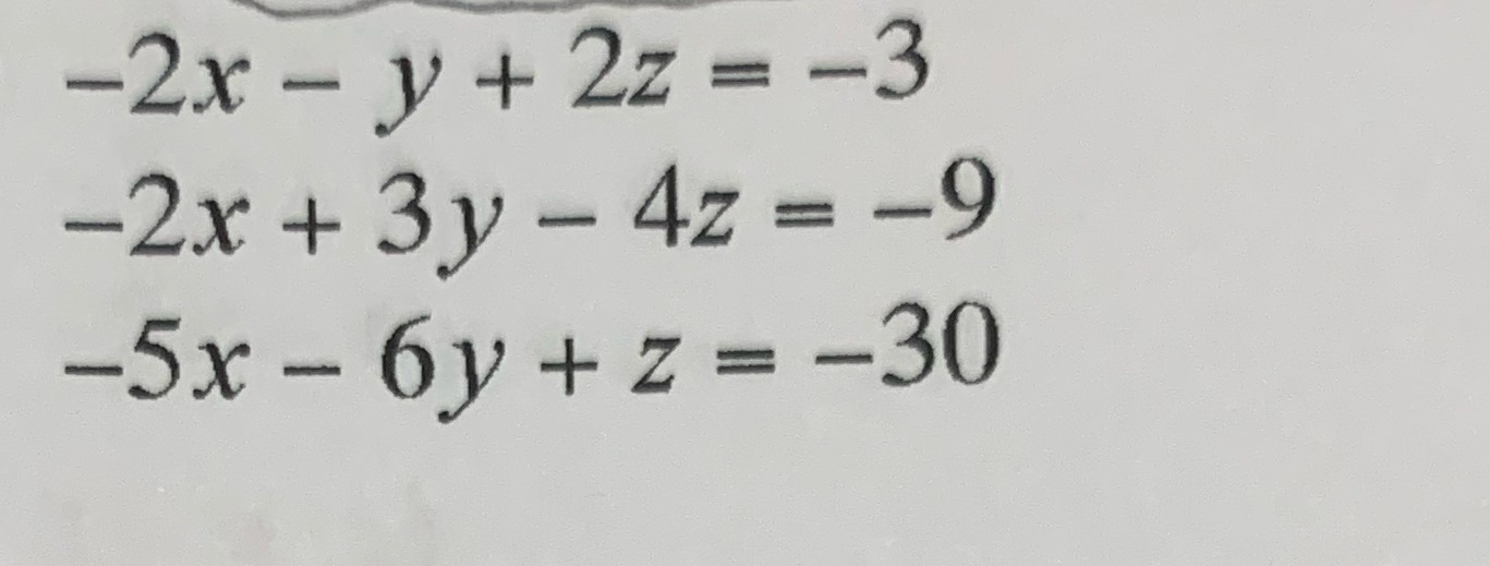 Solve a system of three variables \f