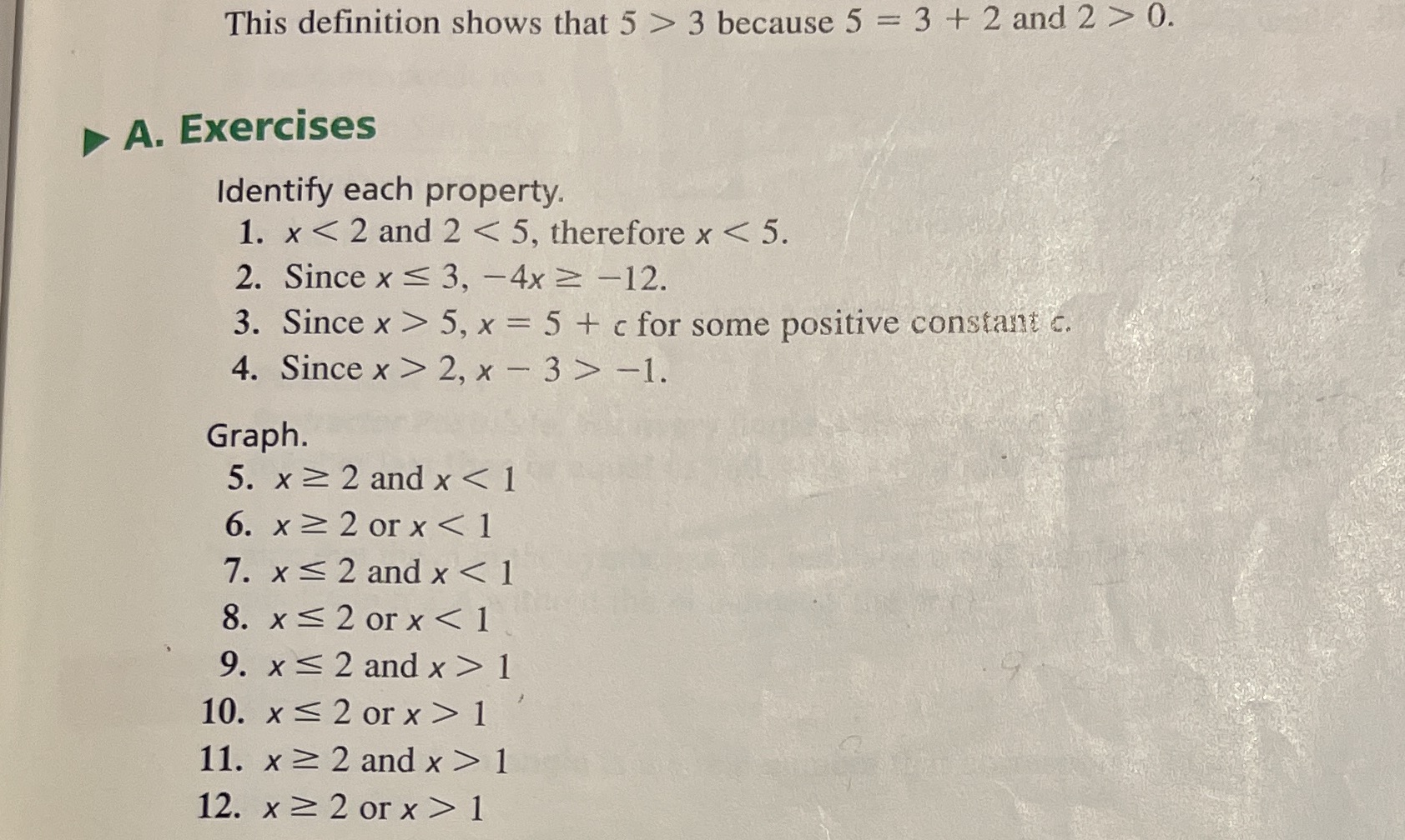 1 through 12 This definition shows that 5  style=