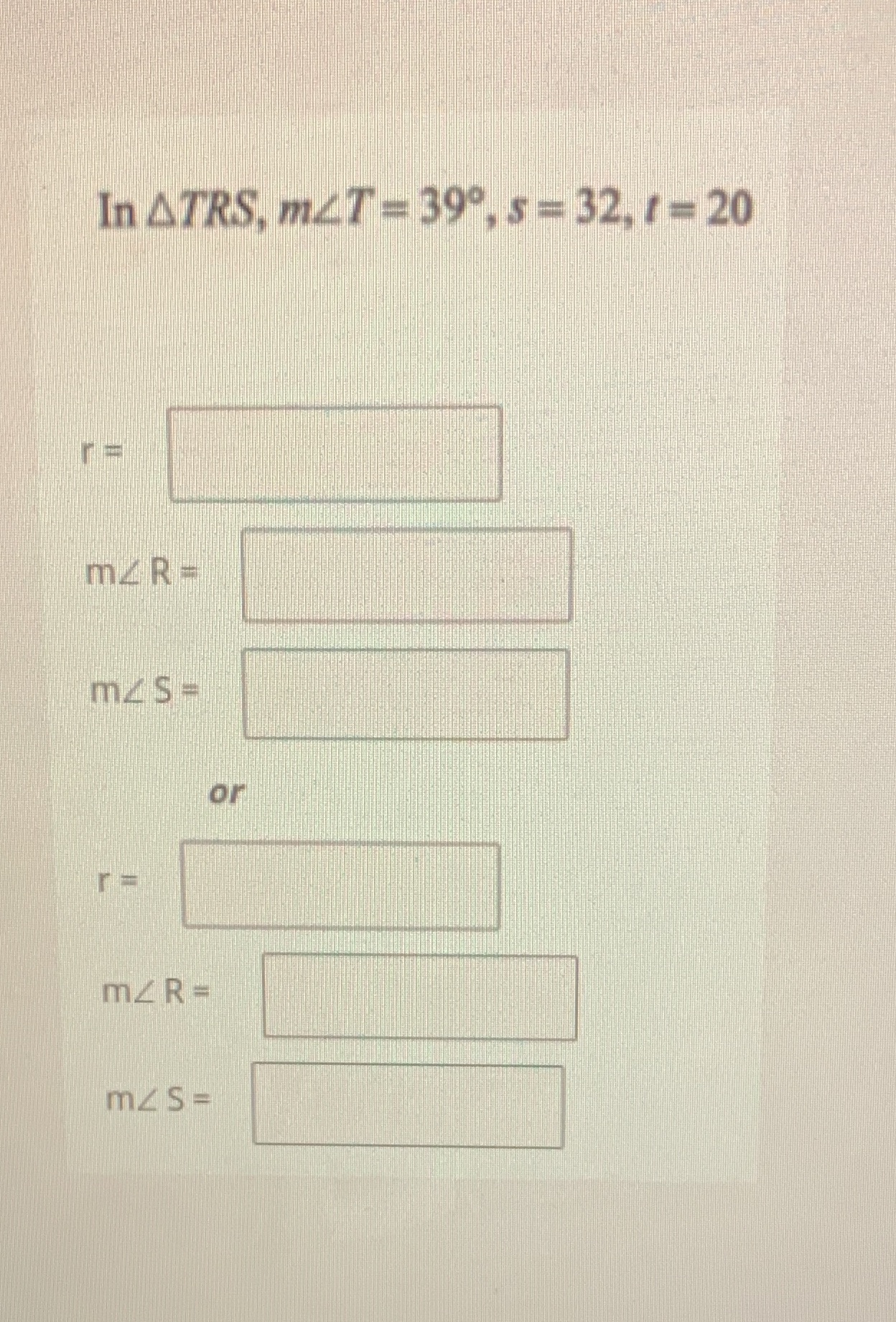 Complete LOS and Area with trig practice problem.