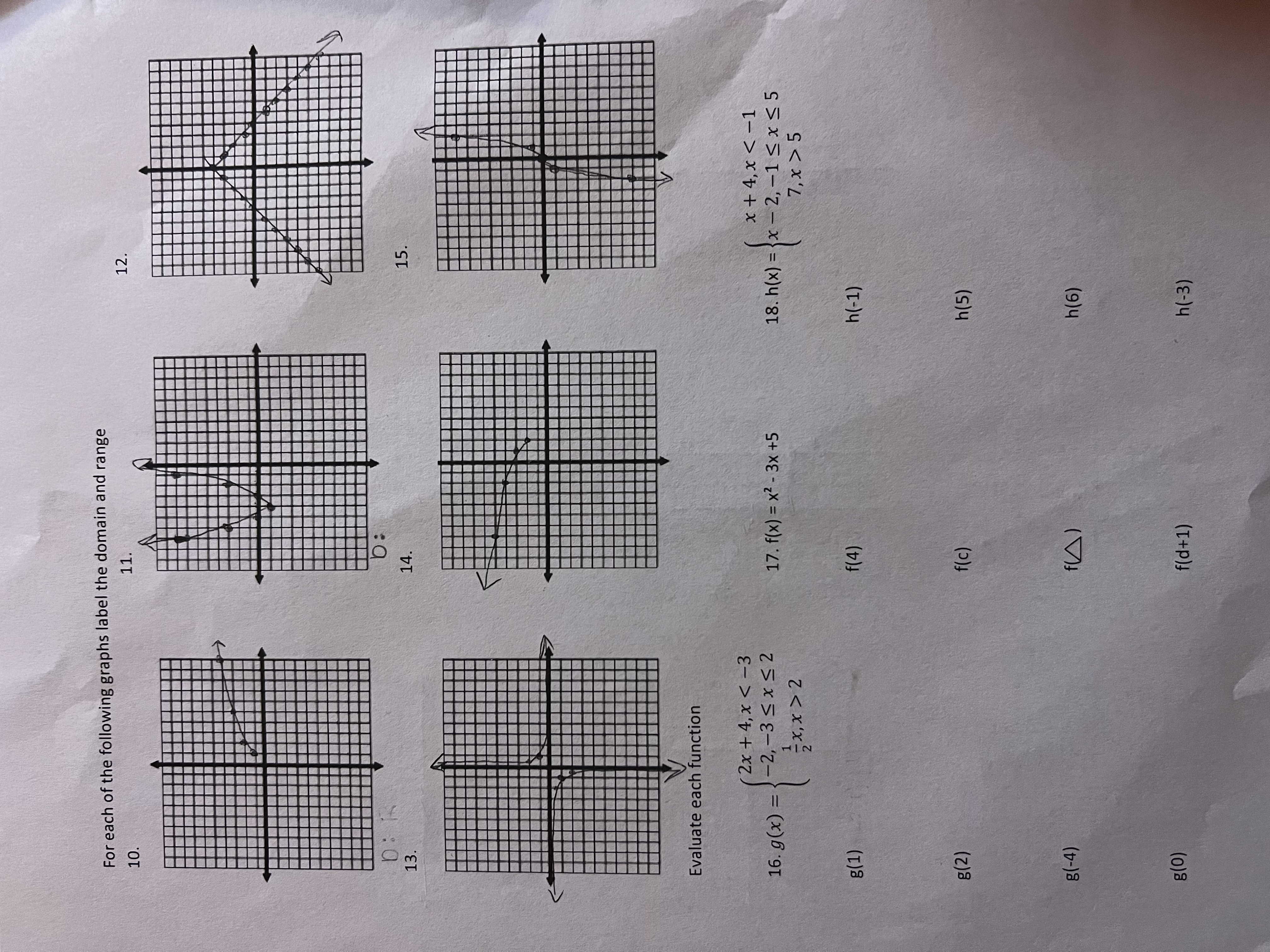 For each of the following graphs label the domain