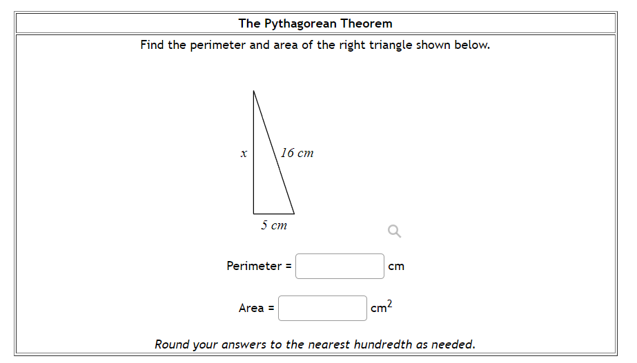 The Pythagorean Theorem Find the perimeter and