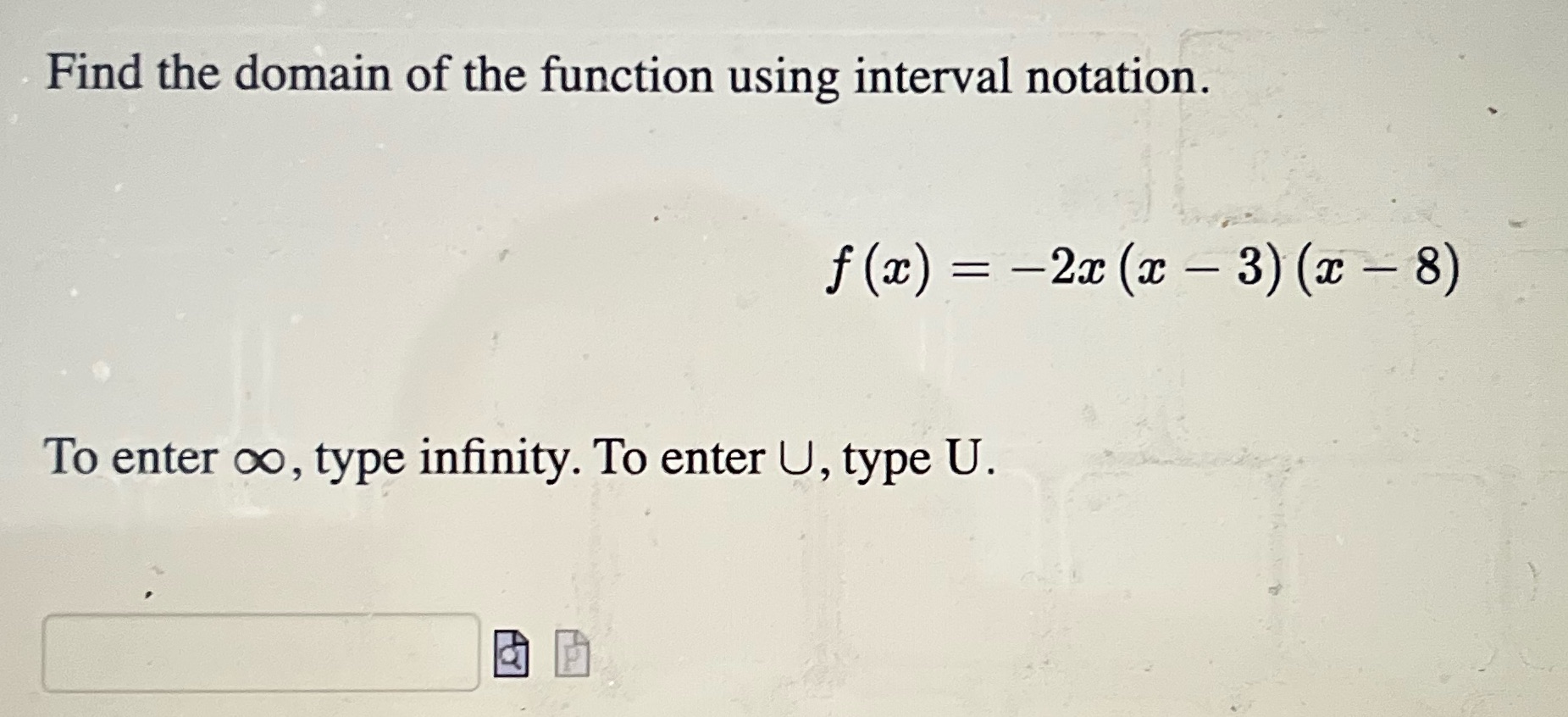 Find the domain of the function using interval