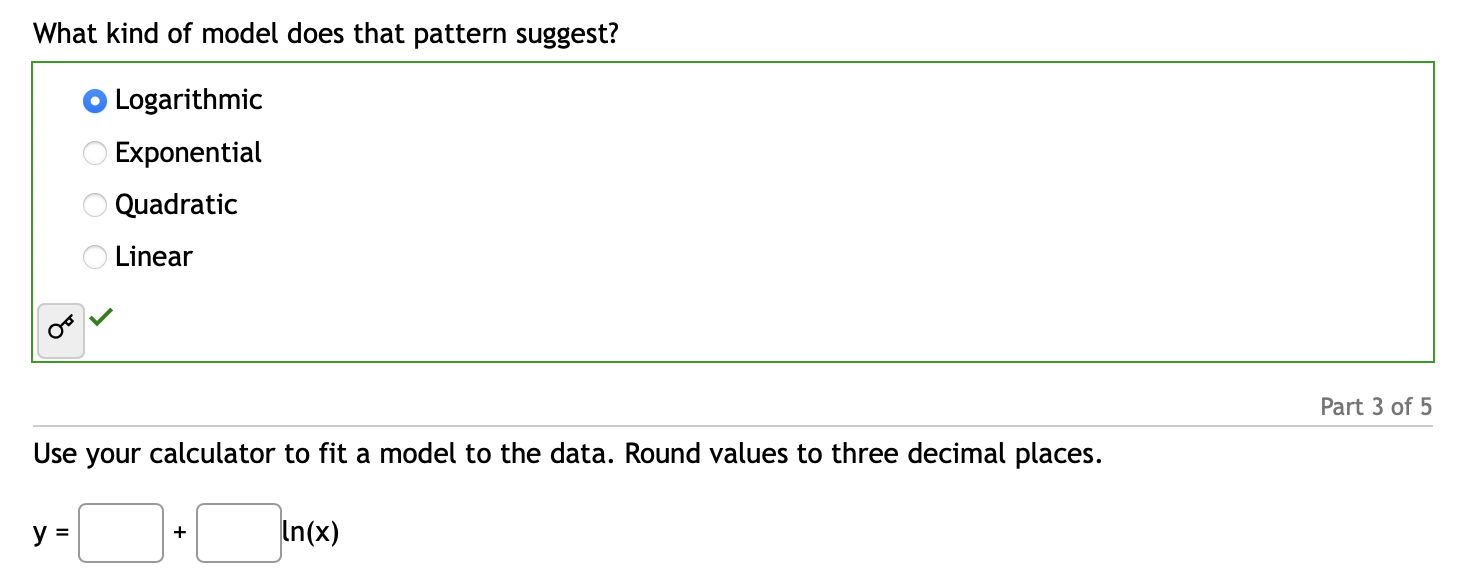 1: For each data table below, determine the best