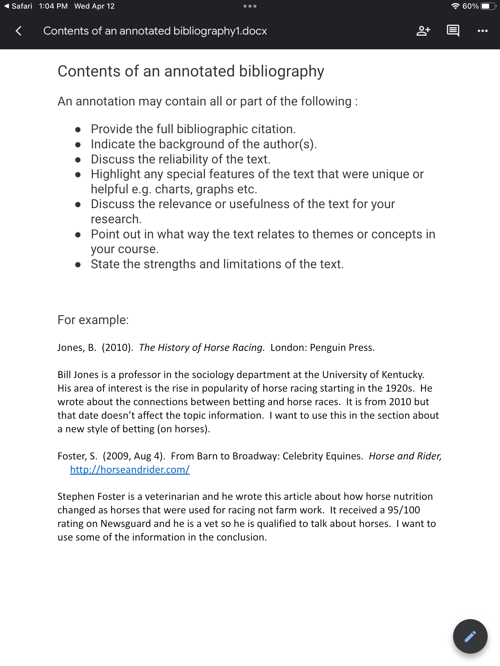 Clarifying WHY these source below are credible