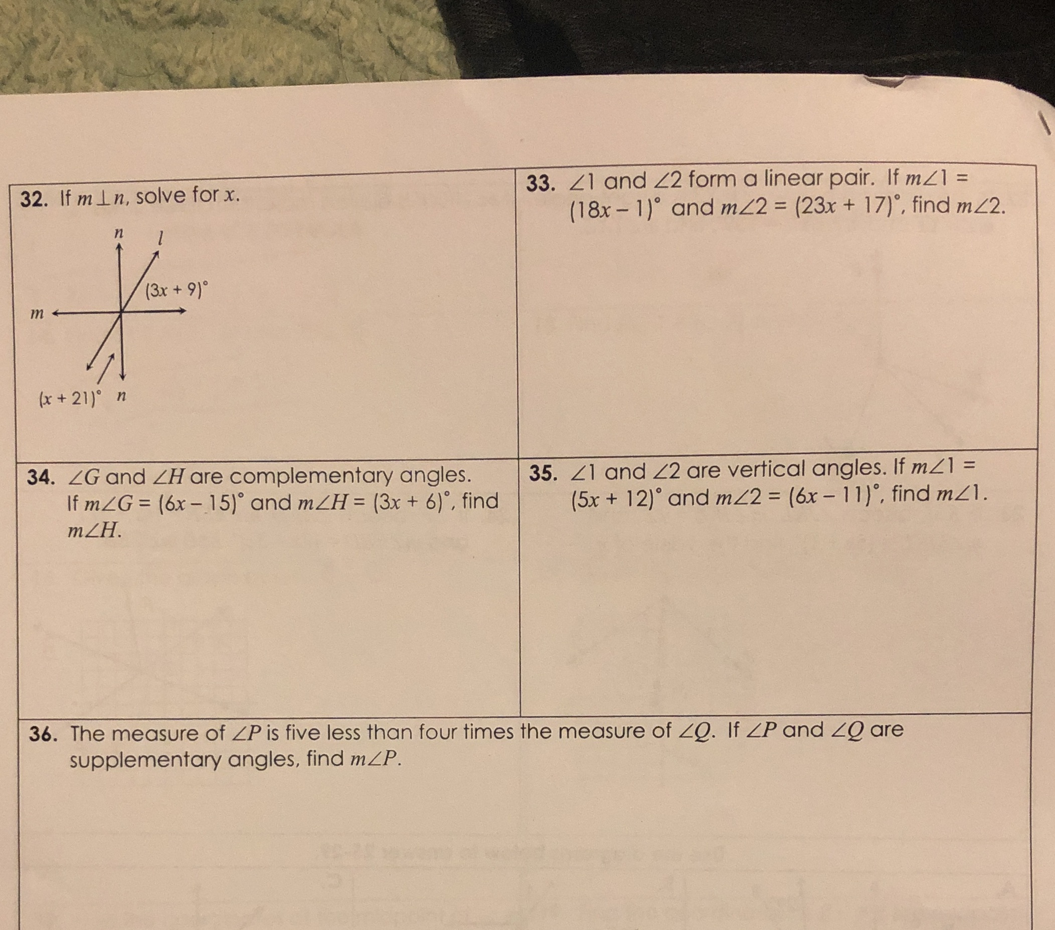 need help on these 32. If m In, solve for x. 33.