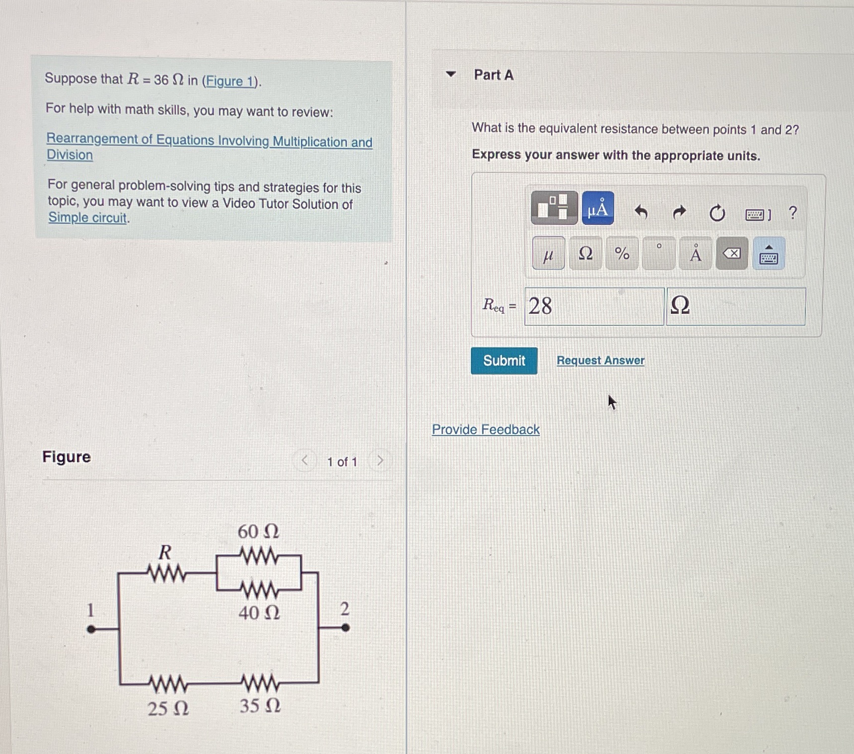 Suppose that R = 36 S in (Figure 1). Part A For