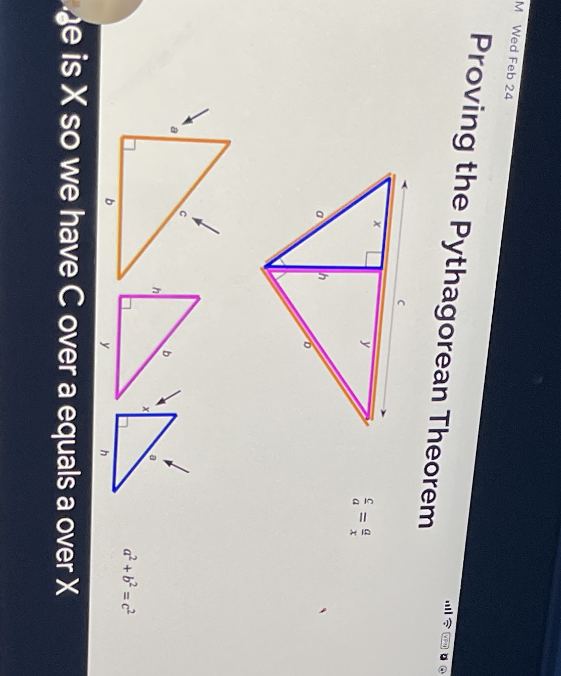 Predict: The ratio ofc/b on the orange triangle