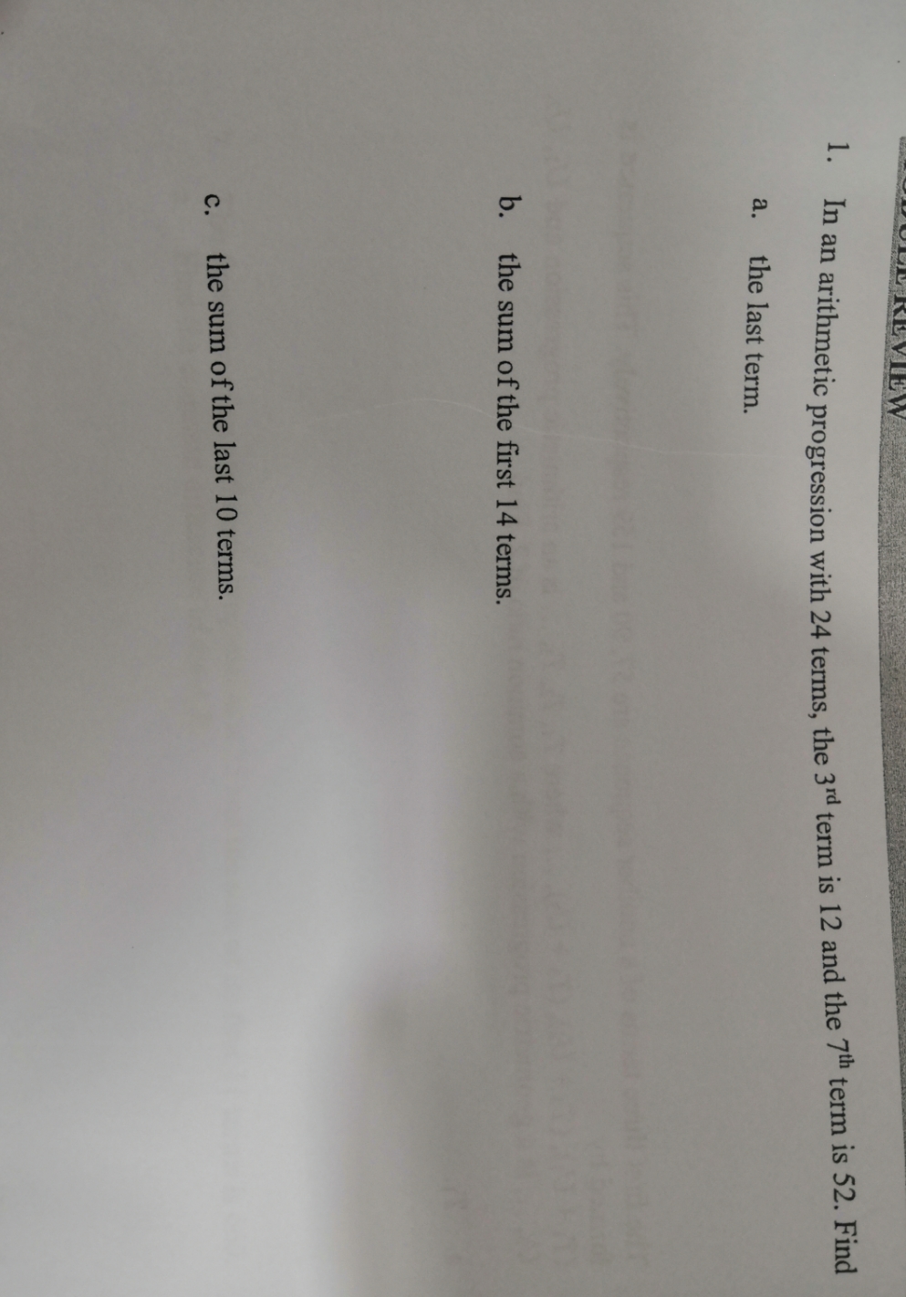 Please do faster 1. In an arithmetic progression
