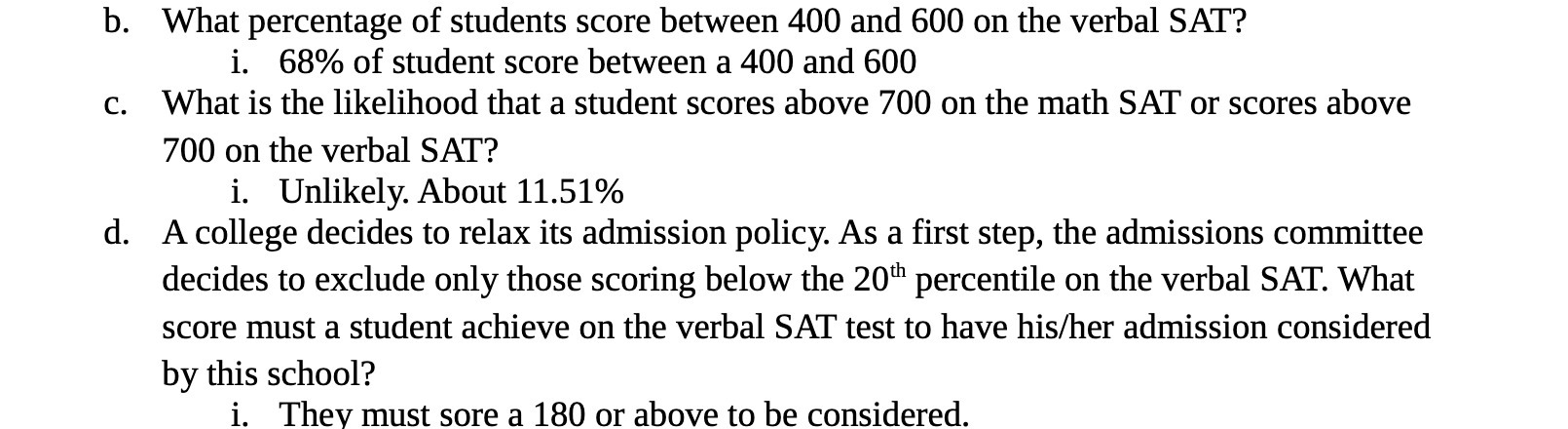 What percentage of students score between 400 and