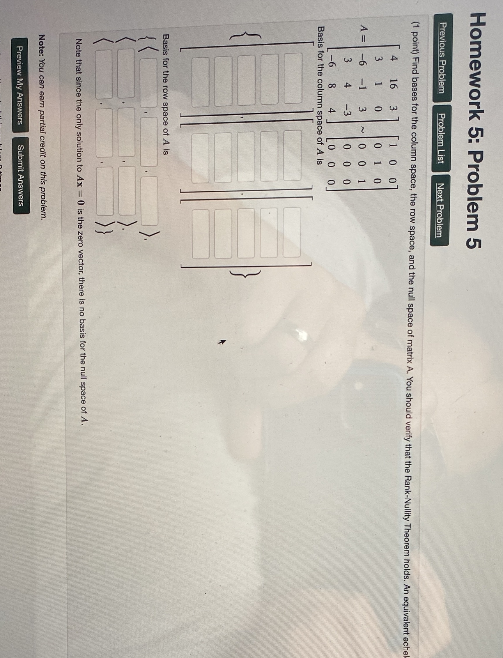 Homework 5: Problem 5 Previous Problem Problem
