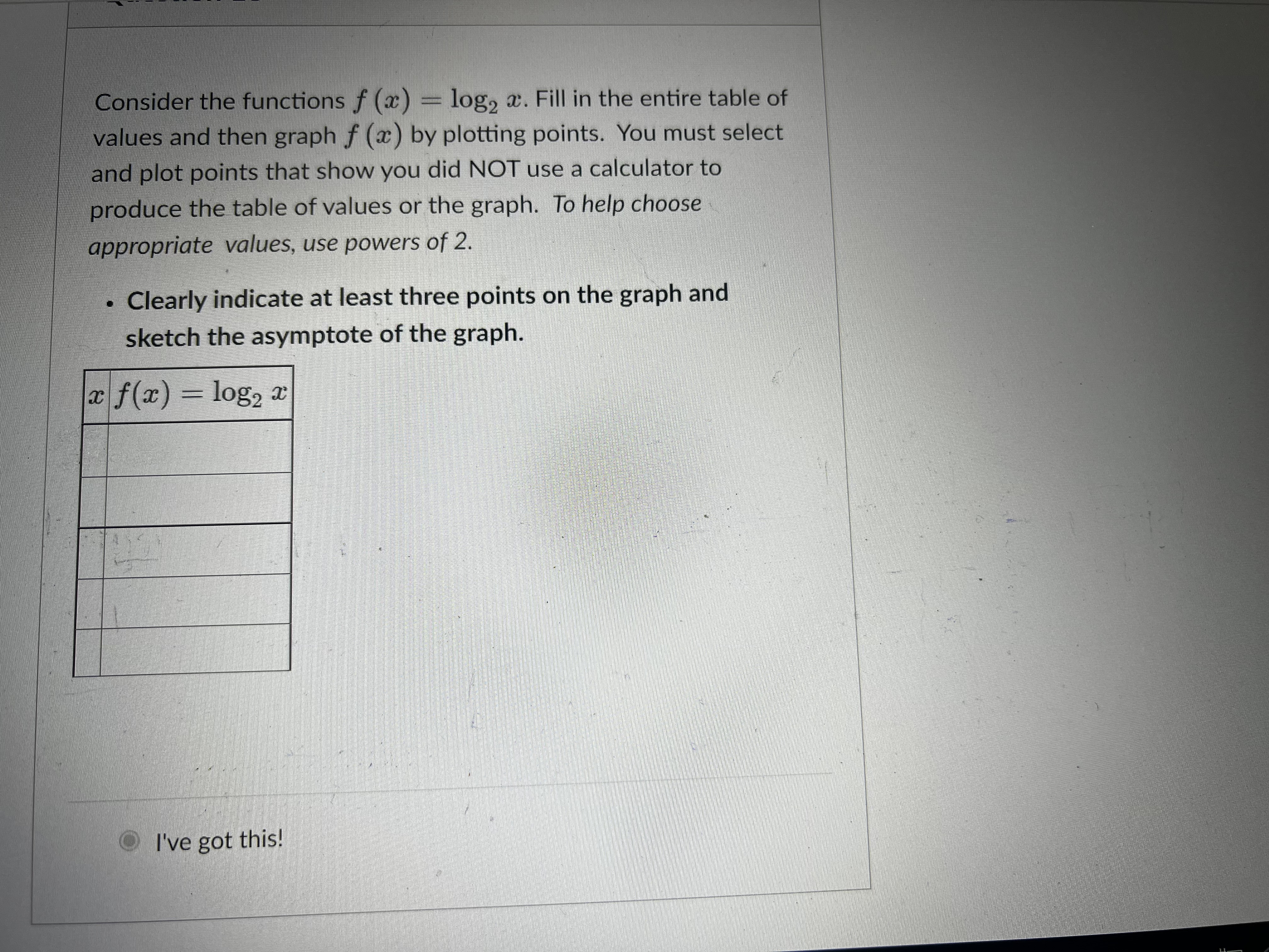 Graph the function g (x) = 3 * - 4 by