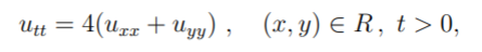 We consider a rectangular membrane \f\fur, y, t)