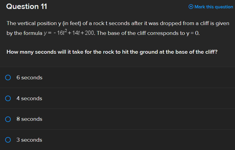 \f\f\fQuestion 6 Consider the quadratic function