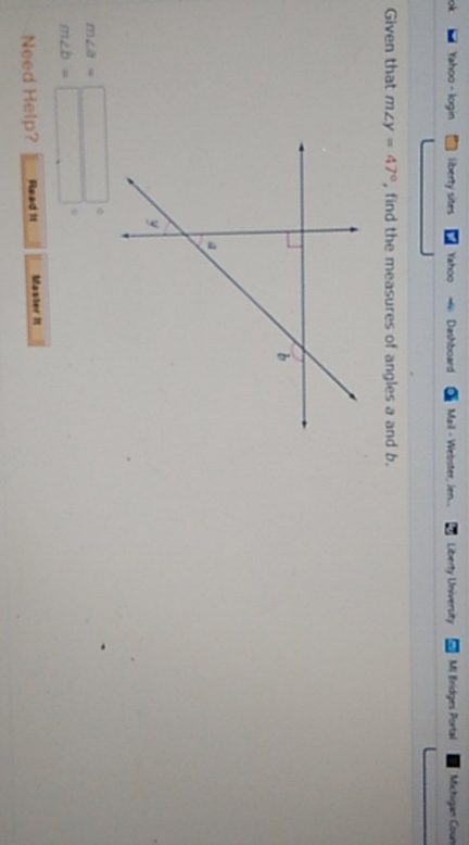 solve for angle a and b ok Yahoo . login liberty