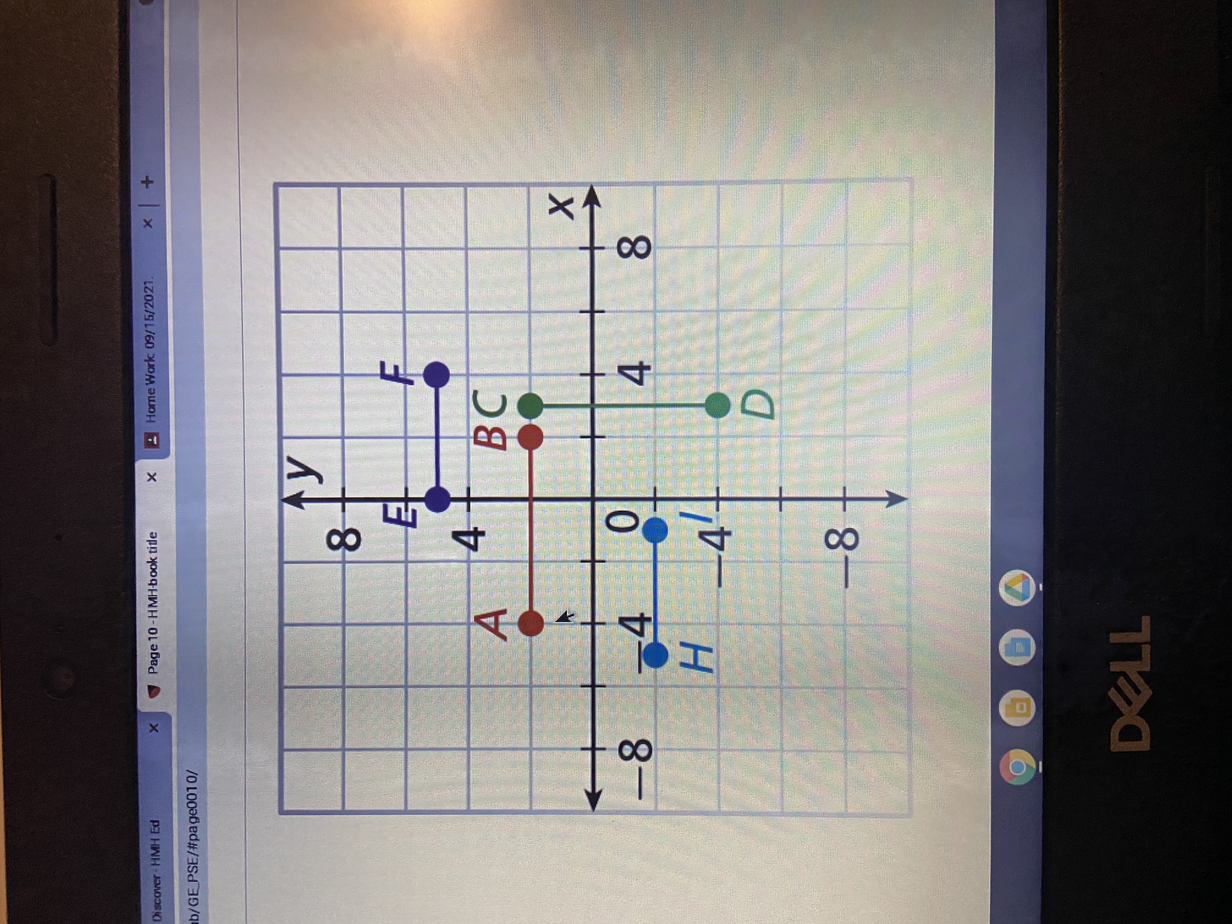 Do the segments EF and HI have the same length? \f