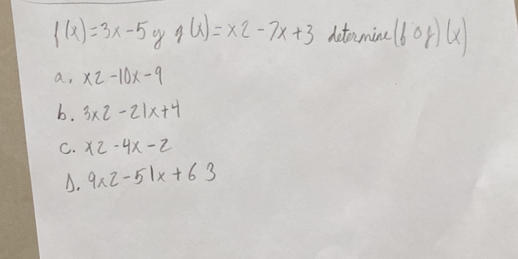 Determina (f) o (g) (x) \f