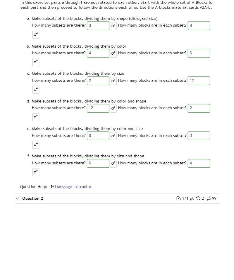 In this exercise, parts a through 1' are not