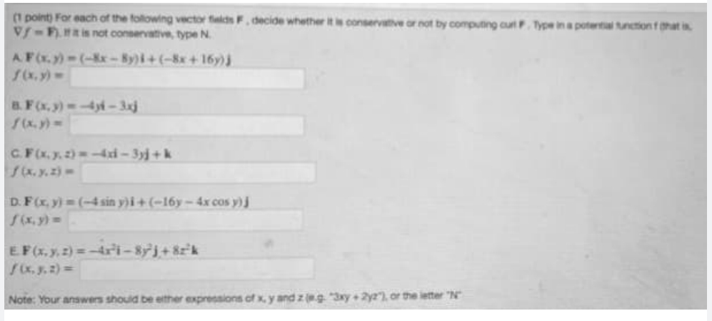 (1 point) For each of the following vector flatts