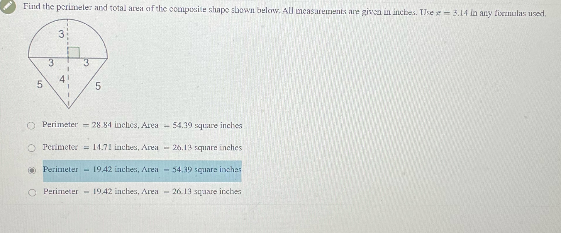 Find the perimeter and total area of the
