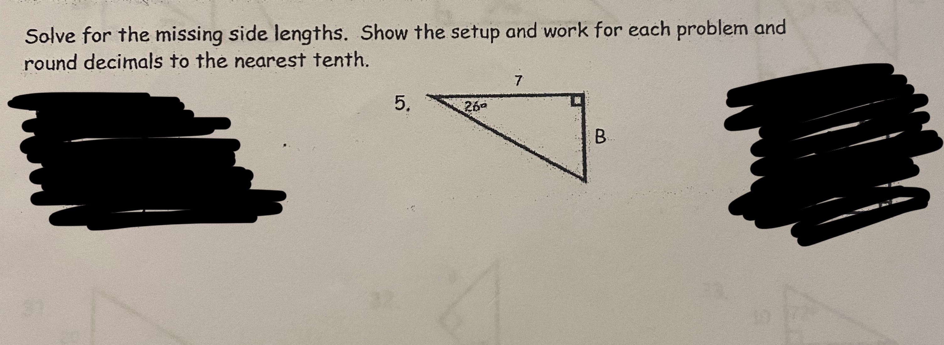 Solve for the missing side lengths. Show the