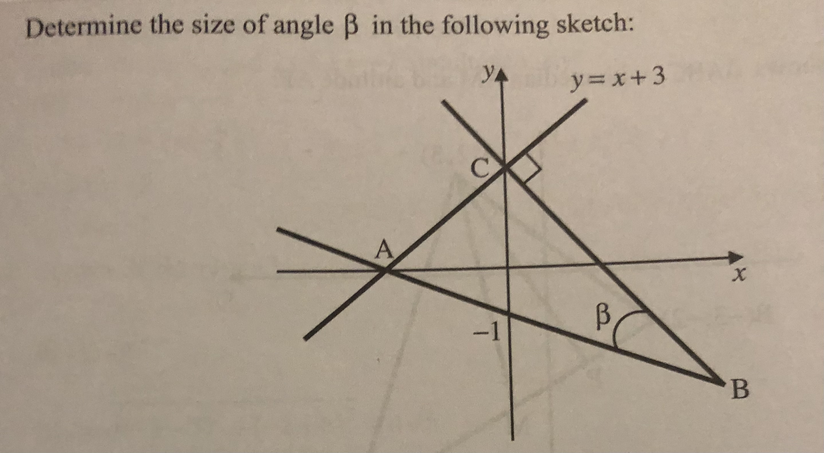 Determine the size of angle B in the following