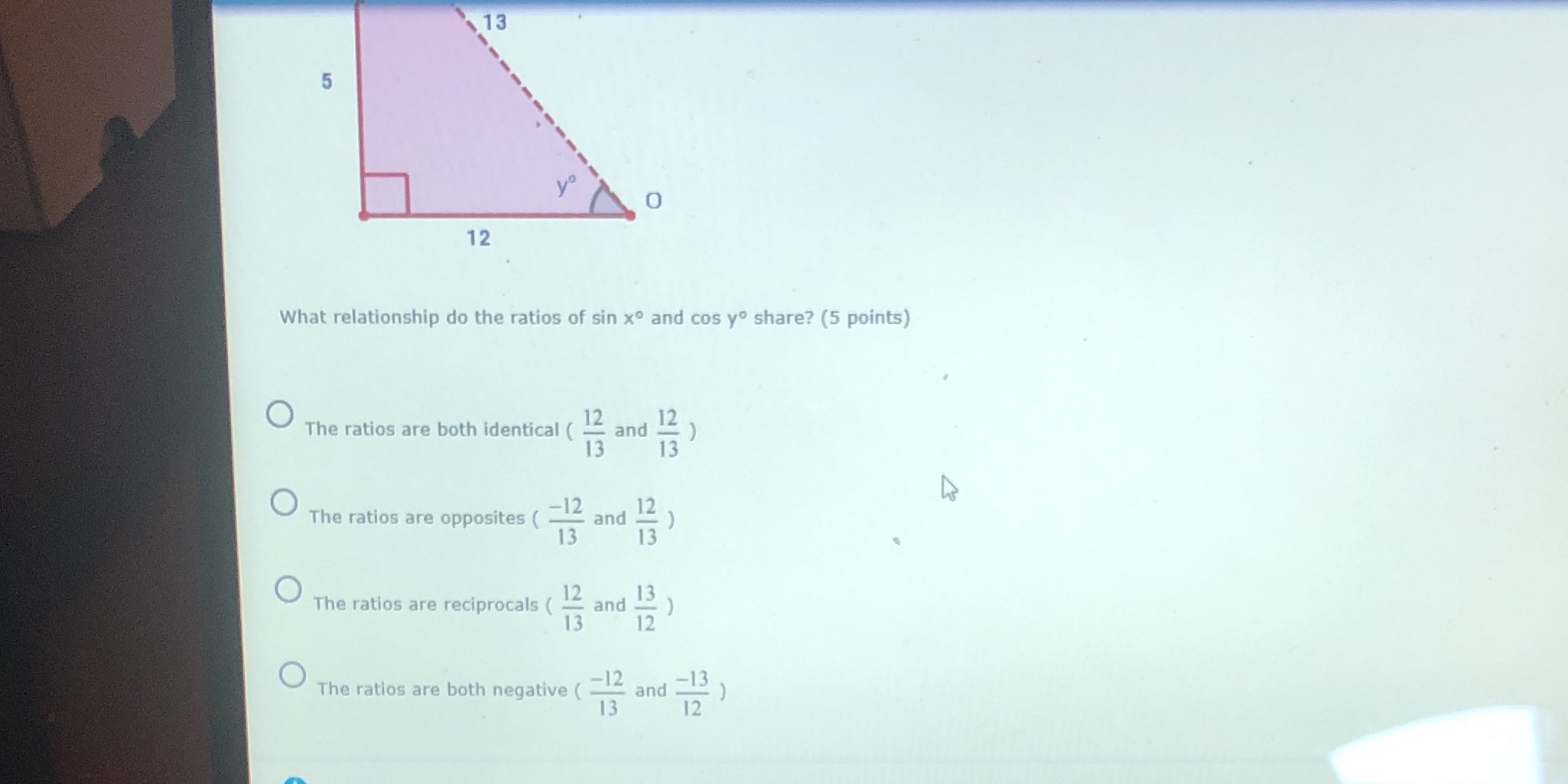 Lo O 12 What relationship do the ratios of sin x
