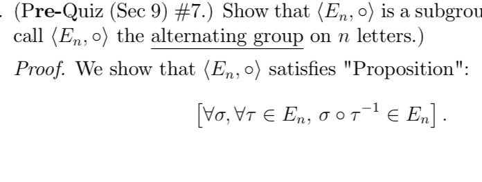 Abstract AlgebraSolve #2. Show that En is a