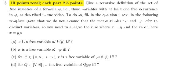 3. 10 points total; each part 2.5 points Give a