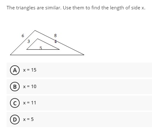 The triangles are similar. Use them to find the