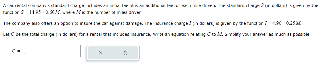 A car rental company's standard charge