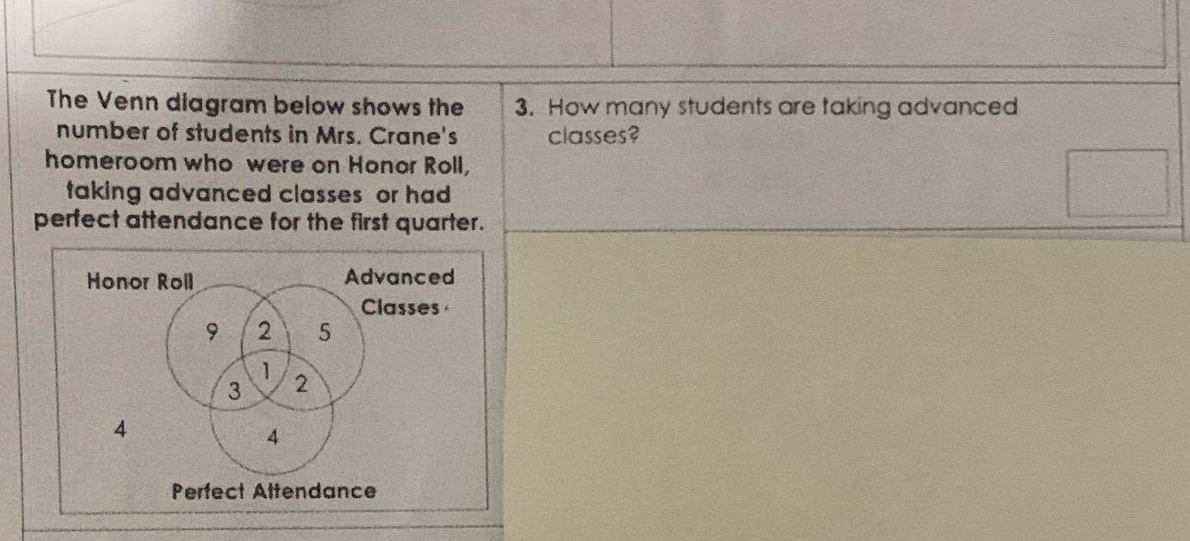The Venn diagram below shows the 3. How many