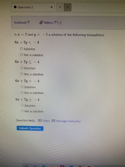 Question 2 Textbook @ Videos ' [+] Is I = 7