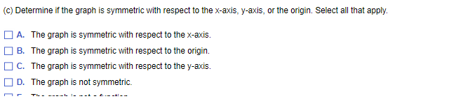 \f\f(c) Determine if the graph is symmetric with