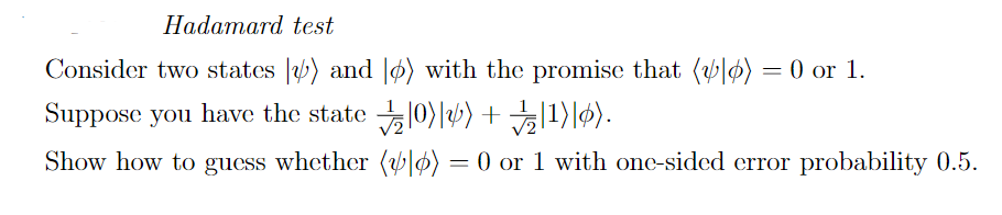 Hadamard test Consider two states (v) and (p)