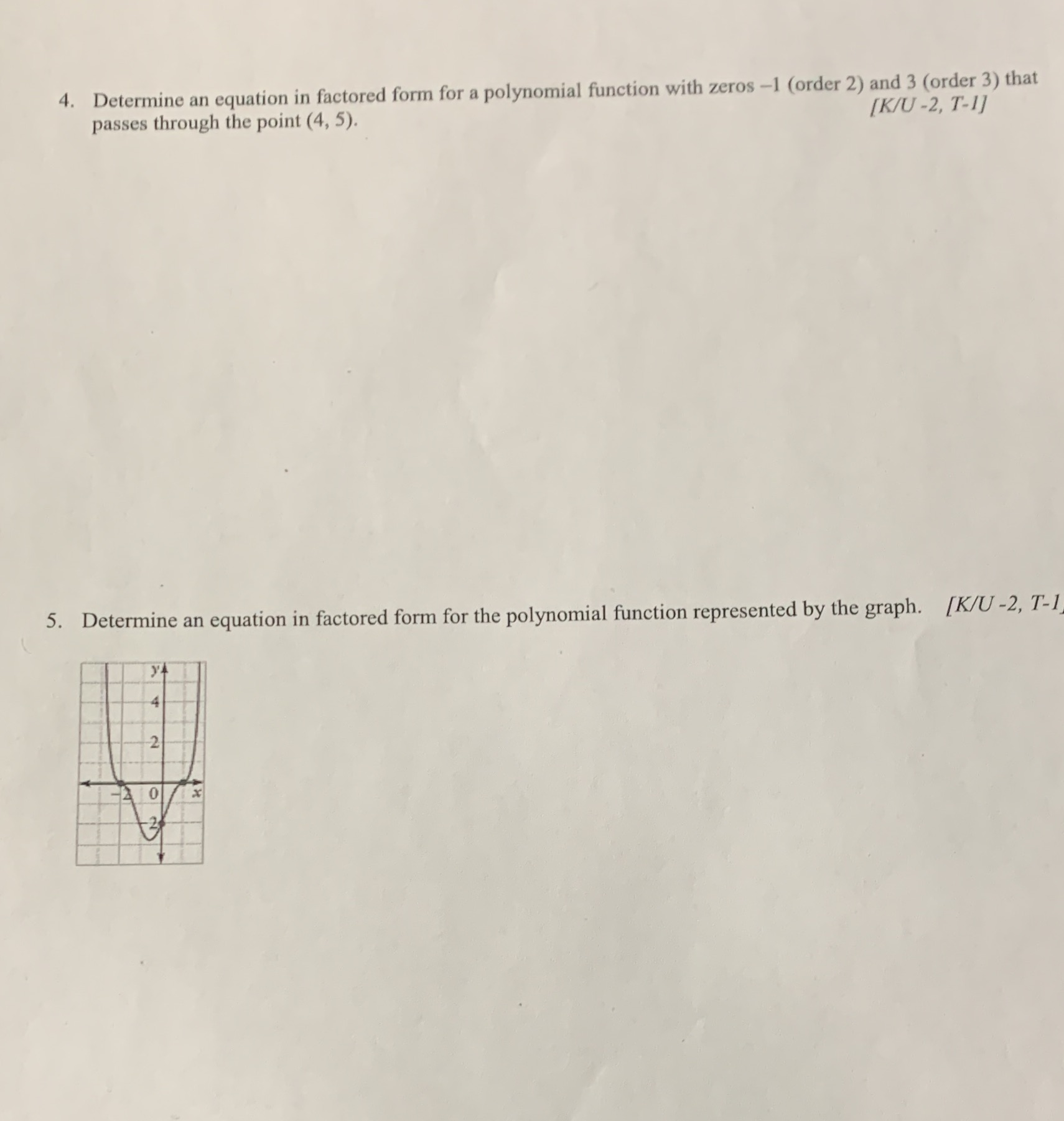 4. Determine an equation in factored form for a