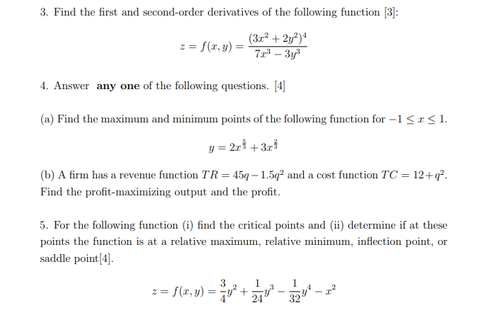 3. Find the rst and secondorder derivatives; of