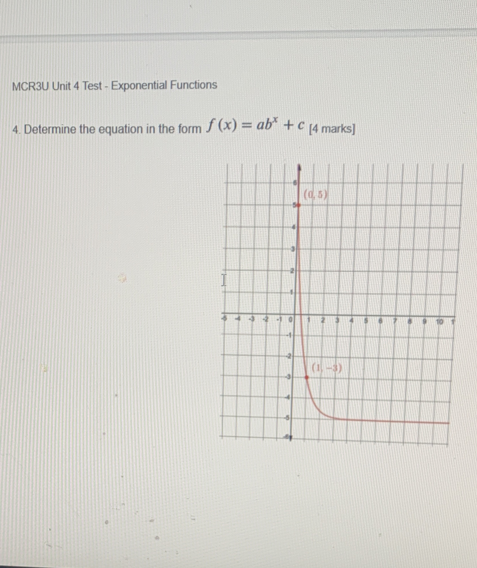 Please answer ASAP MCR3U Unit 4 Test -