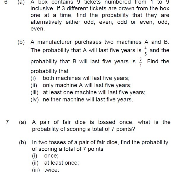 6 (a) A box contains 9 tickets numbered from 1 to