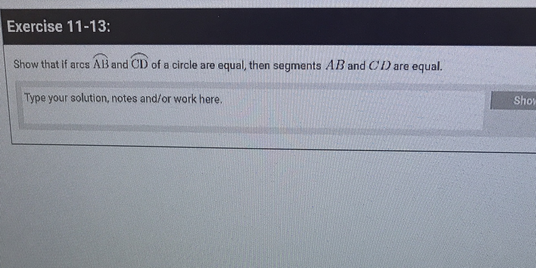Exercise 11-13: Show that if aros A13 and OD of a