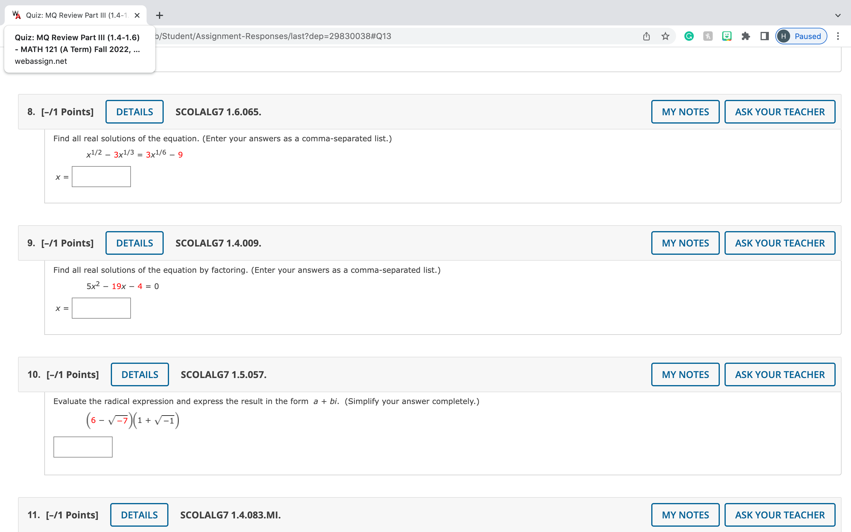 A Quiz: MQ Review Part III (1.4-1. x + Quiz: MQ
