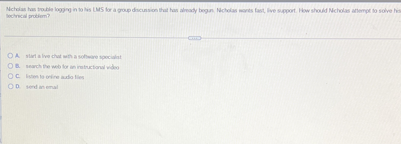 Nicholas has trouble logging in to his LMS for a