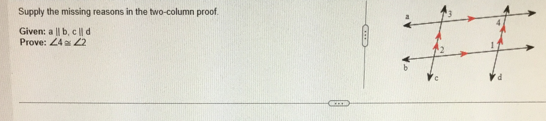 Supply the missing reasons in the two-column