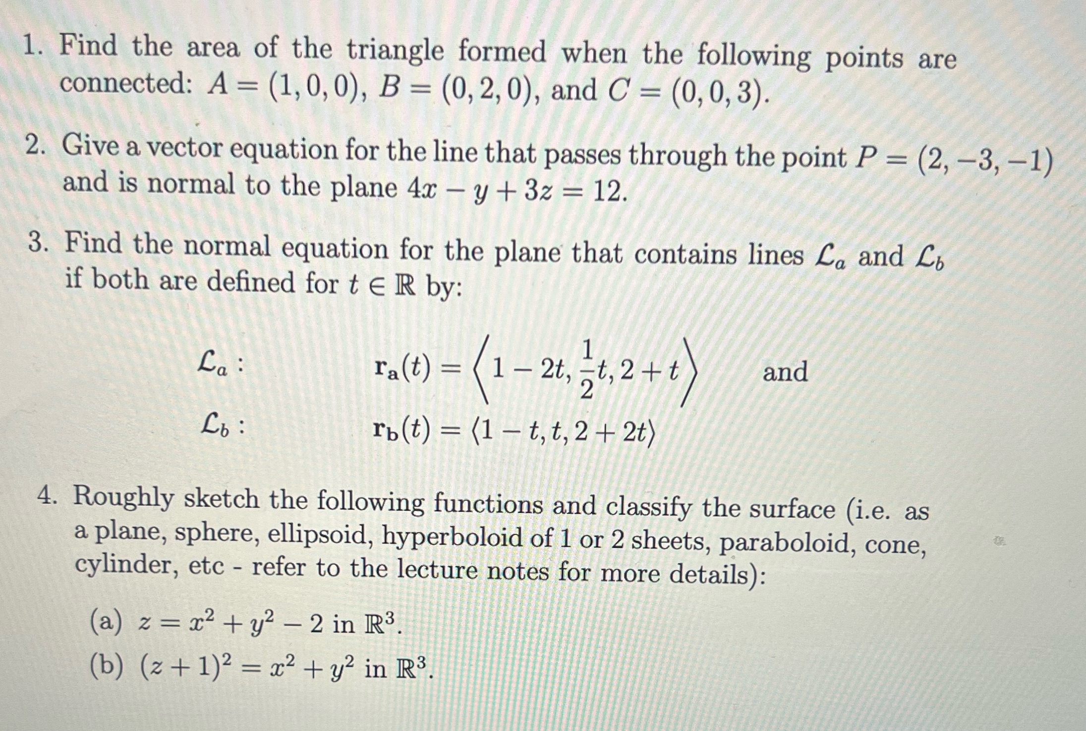 Need help with question 1 to 4 1. Find the area