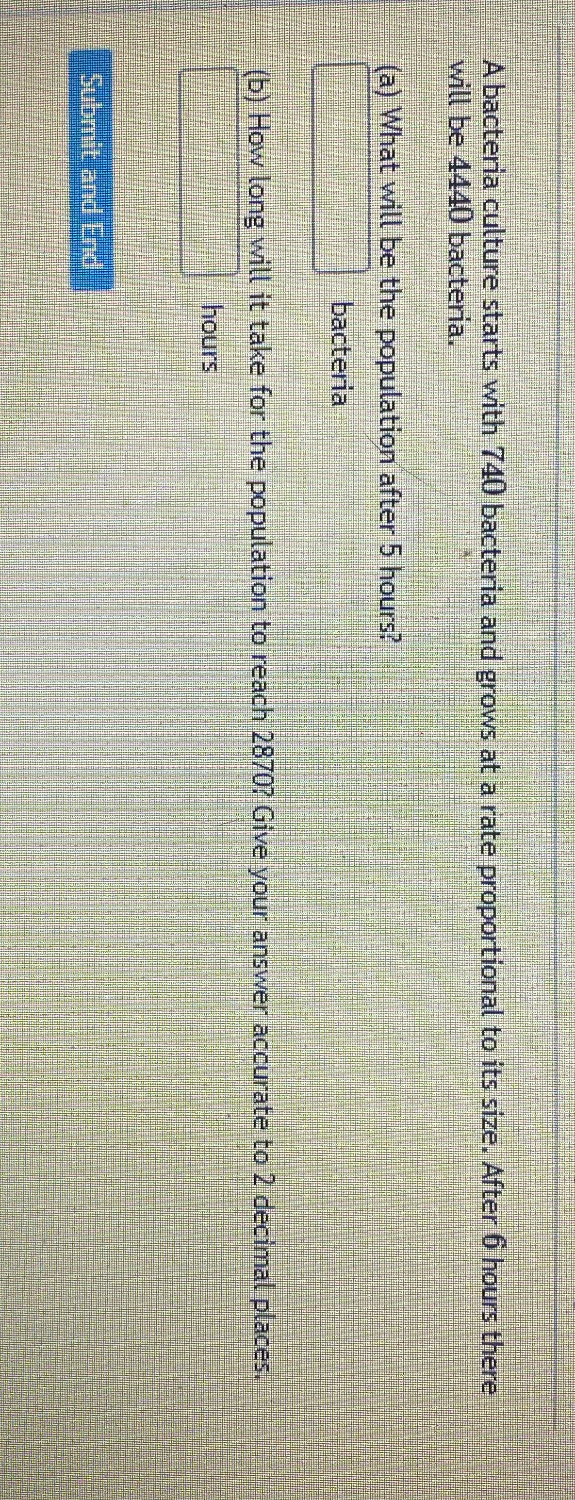 A bacteria culture starts with 740 bacteria and