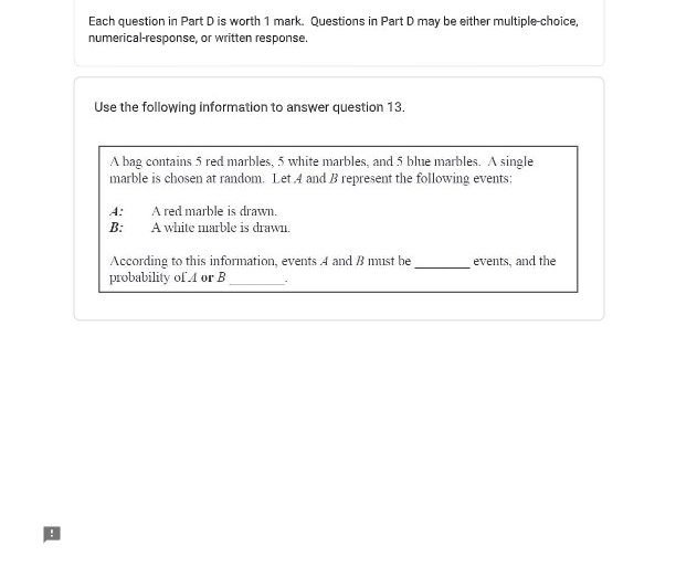 Each question in Part A is worth 2 marks. Read