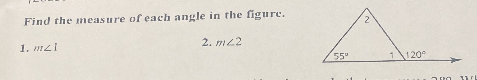 question one is m <1 and question two is m <2