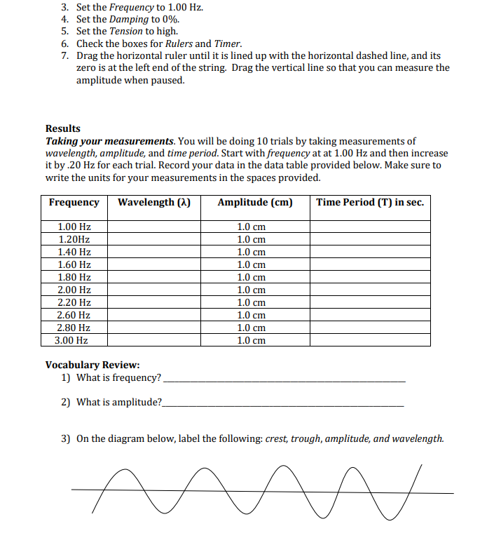 Lab 11: PhET simulation: "Wave on a String"