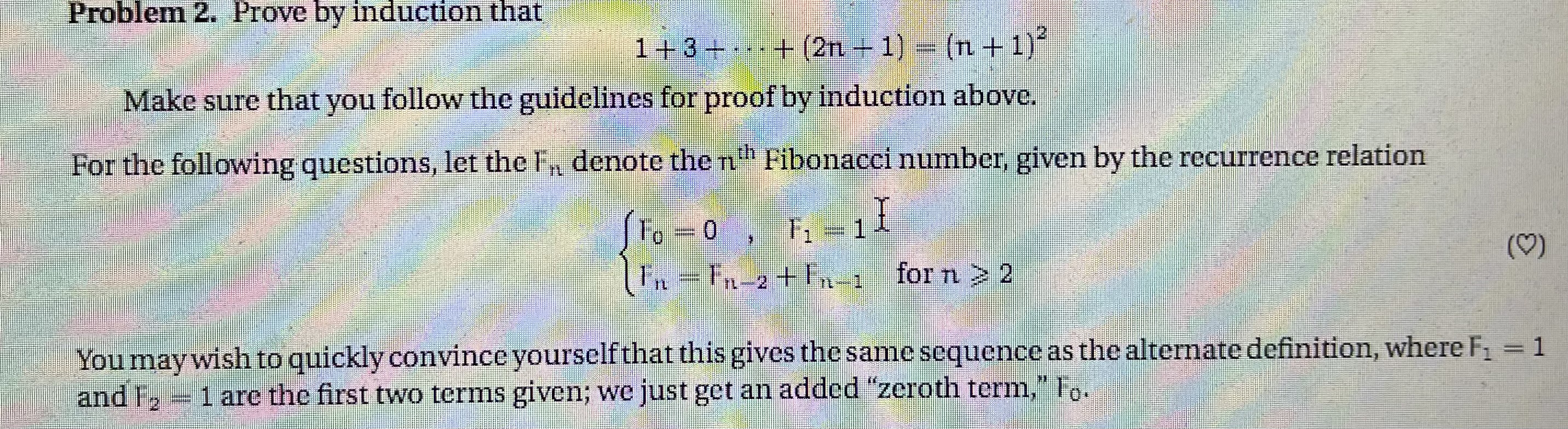 Problem 2. Prove by induction that 1+3 + .- -+