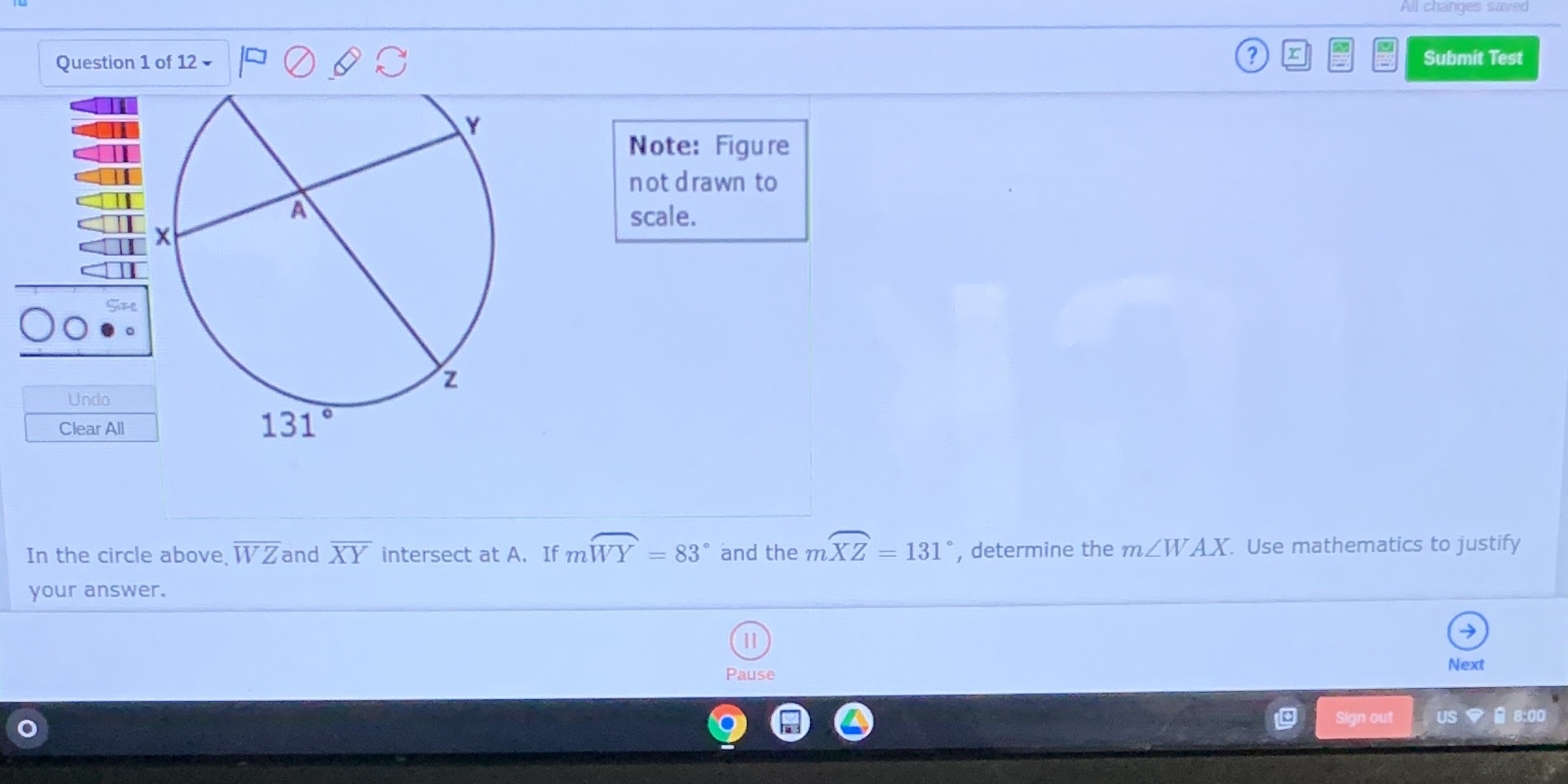 Question 1 of 12 - 10 0 0 Submit Test Y Note: